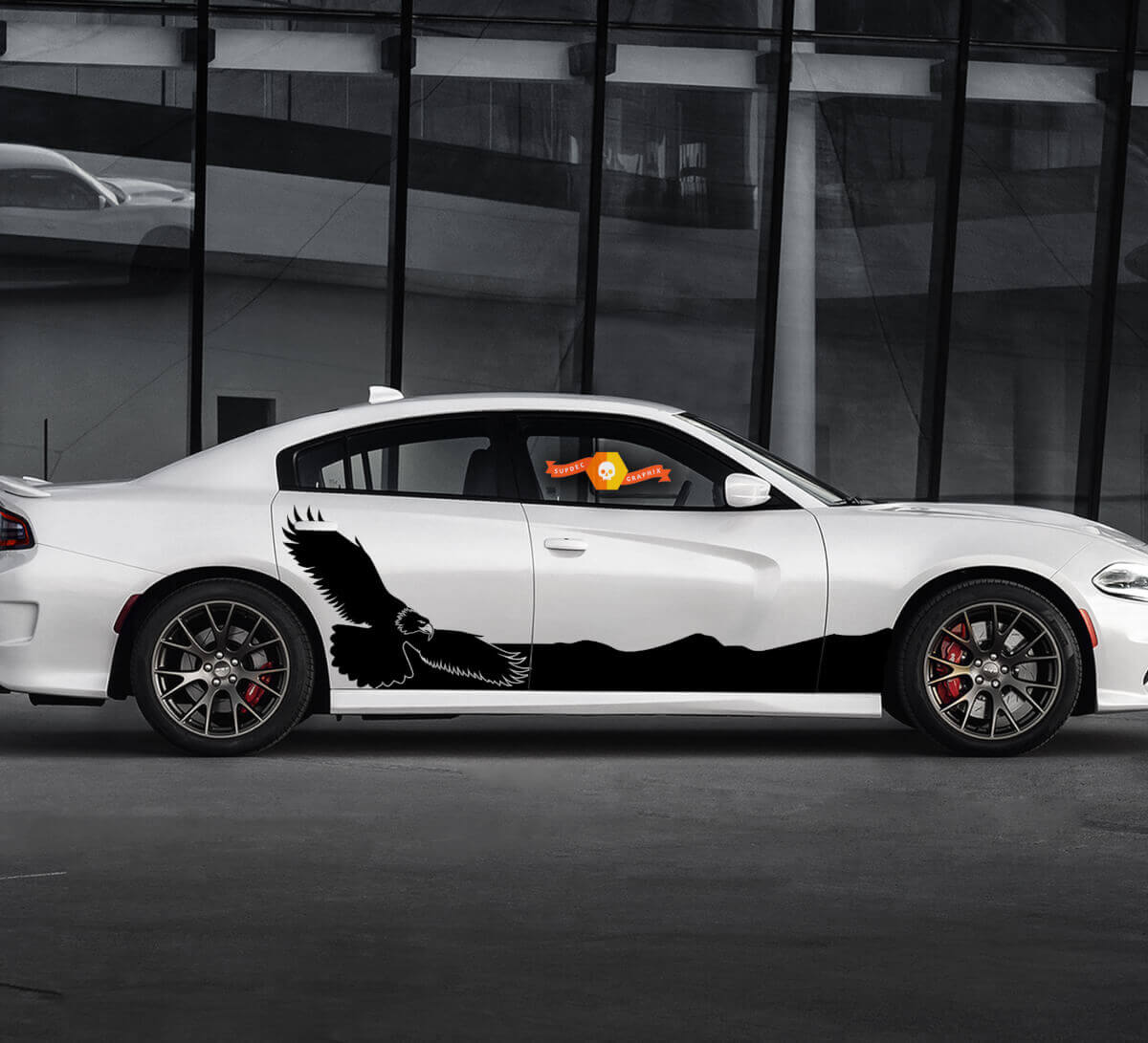2 Side Dodge Charger Bald Eagle Hawk Rocker Panel Side Vinyl Stickers Grafische Sticker
