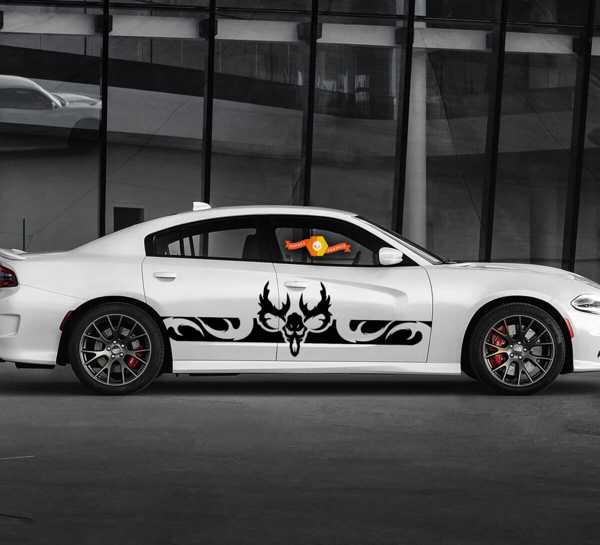 2 Side Dodge Charger Ram Skull Side Vinyl Stickers Grafische Sticker
