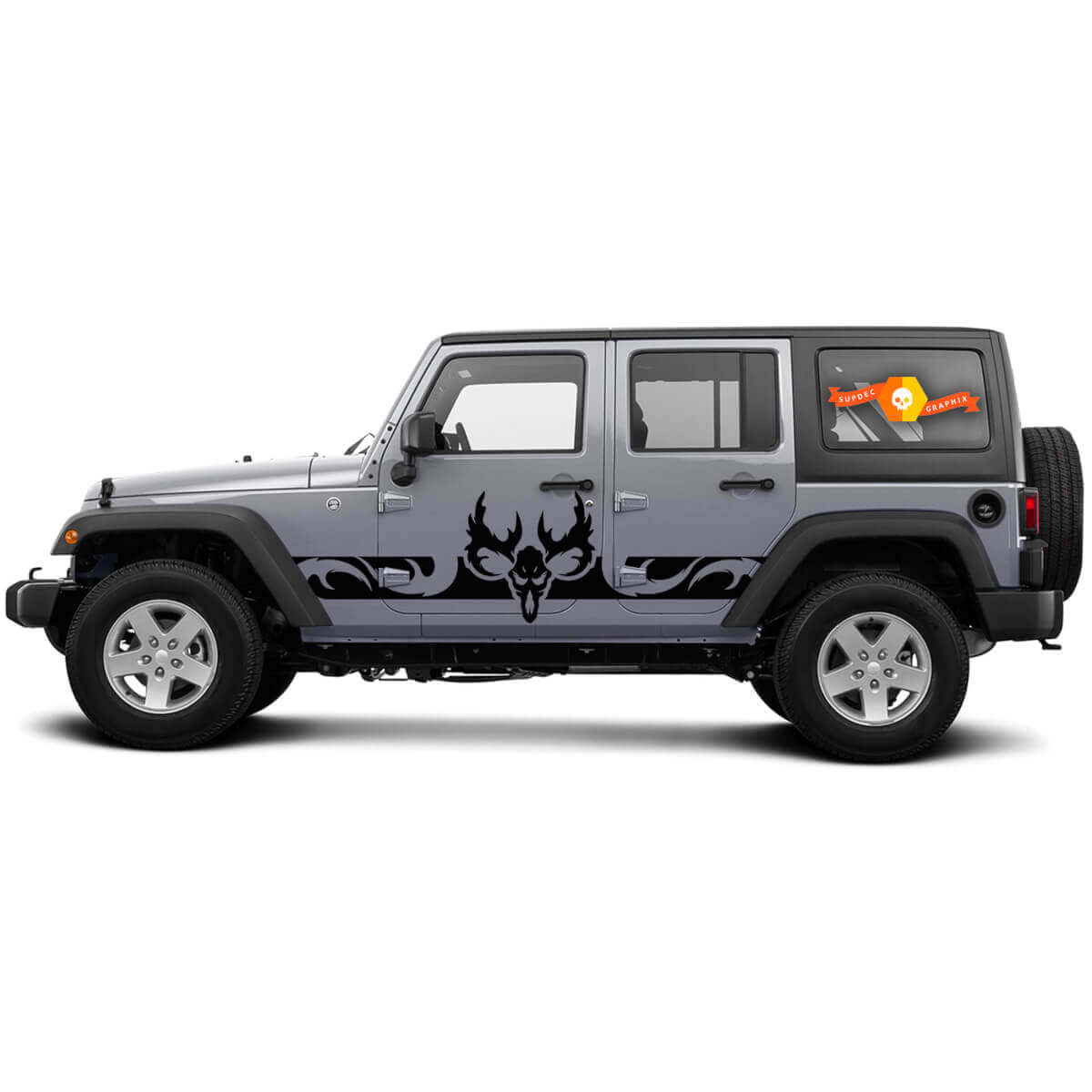 Gevormde Skull Rocker Panel Zij Vinyl Decal Kit voor Jeep Wrangler
