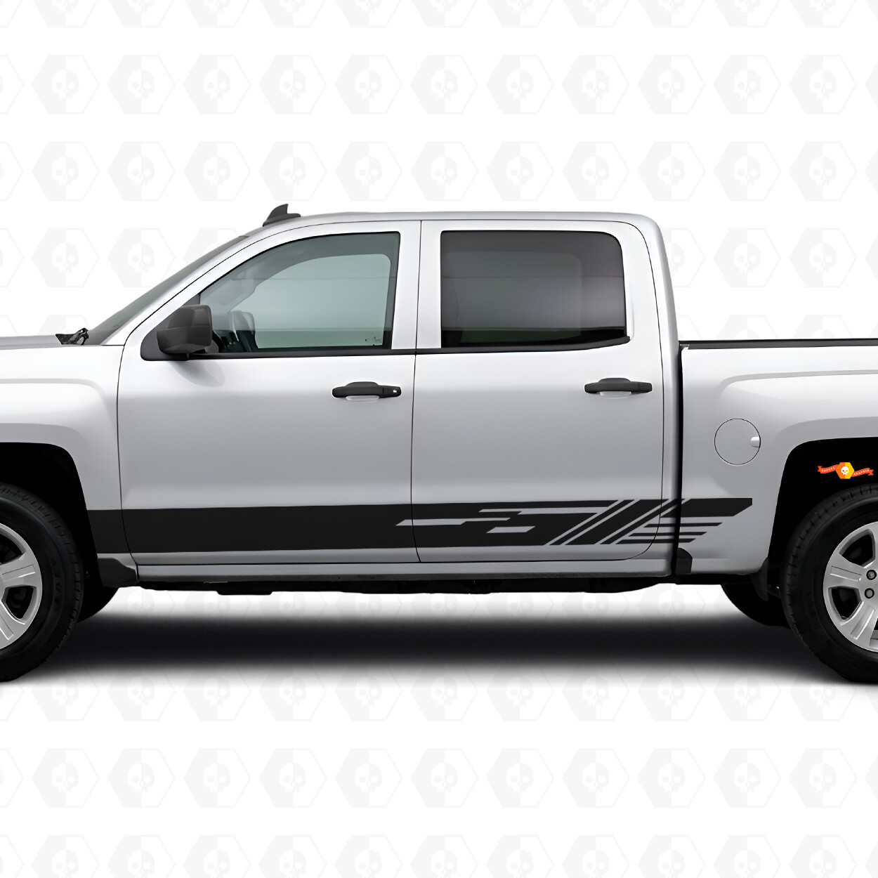 Diagonal sleufdeurstrook & dorpelvinylstrepen voor Chevrolet Silverado 1500 K2XX 2014-2019