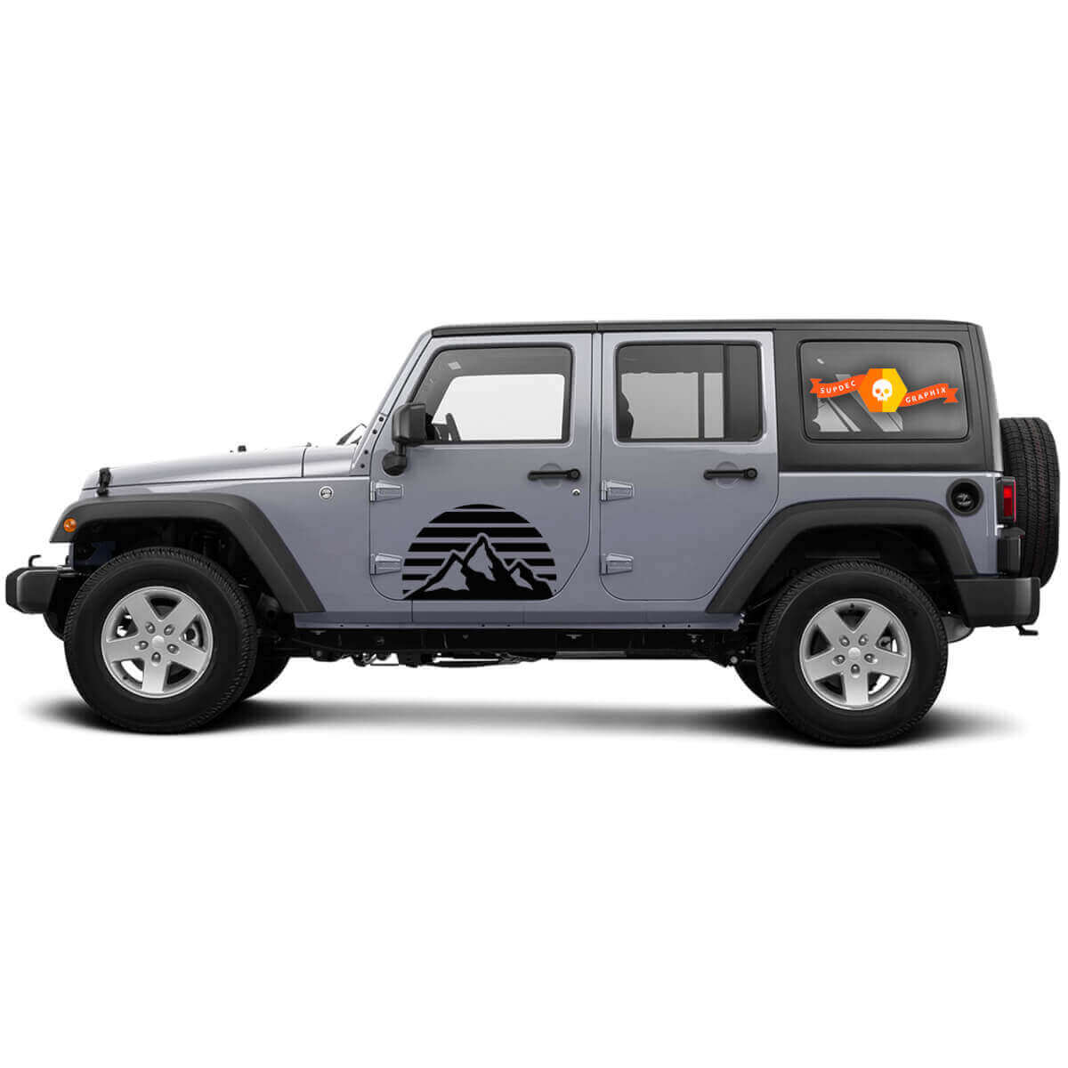 Mountain Sunrise Deurzijde Vinyl Stickers voor Jeep Wrangler
