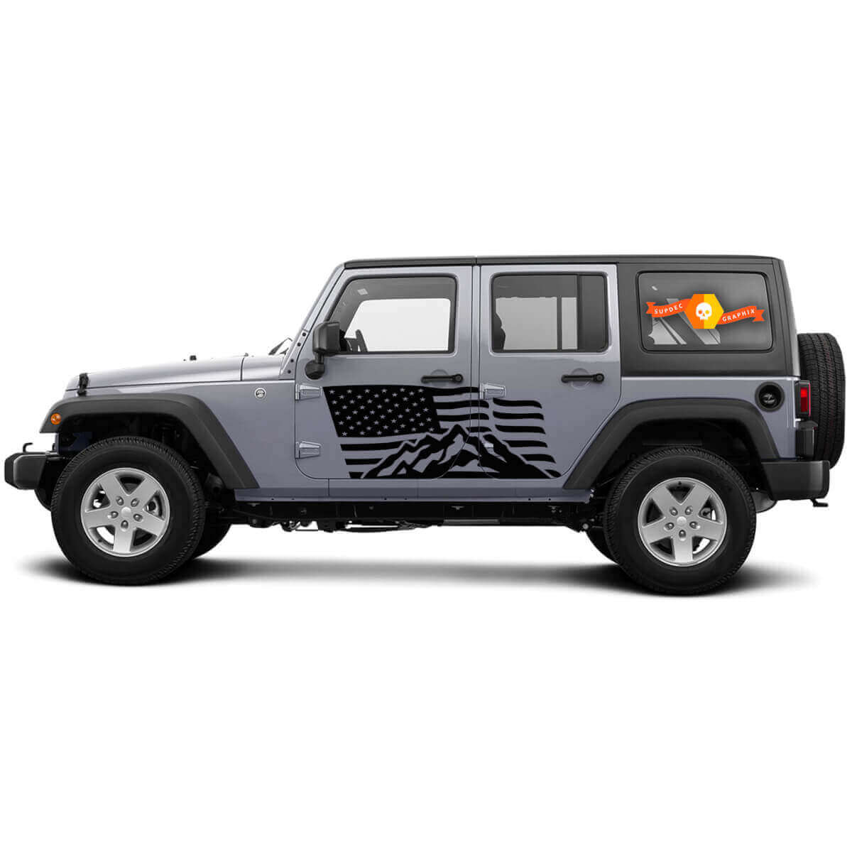 USA vlag bergzijde vinyl stickers voor Jeep Wrangler CJ TJ JK JKU JL JLU