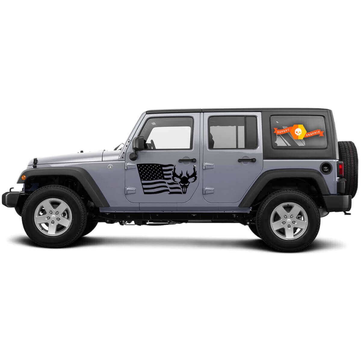 US-vlag herten schedel zij vinyl sticker voor Jeep Wrangler CJ TJ JK JKU JL JLU