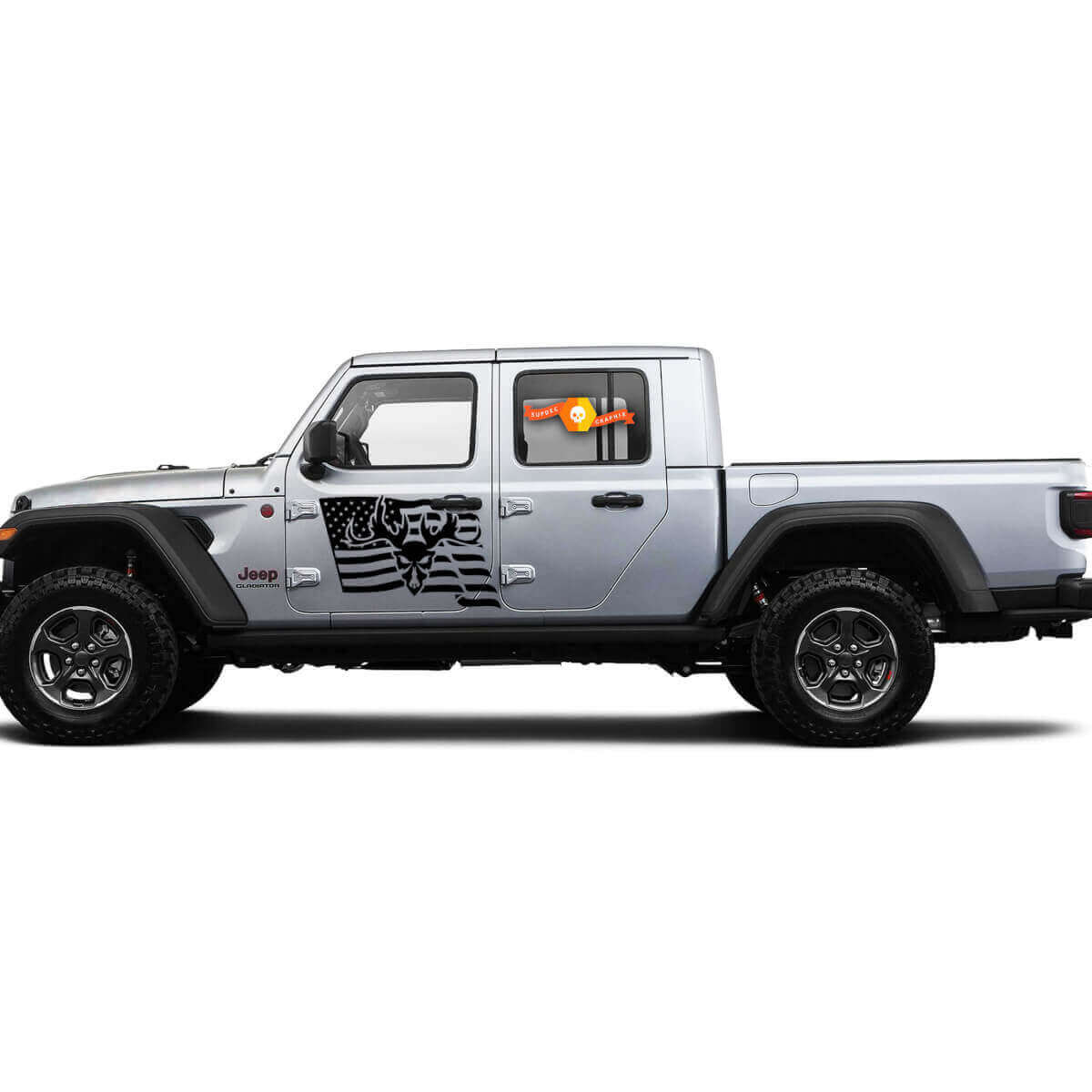 2 Side Jeep Gladiator USA Vlag Mountain Skill Door Side Vinyl Decals Graphics Sticker
