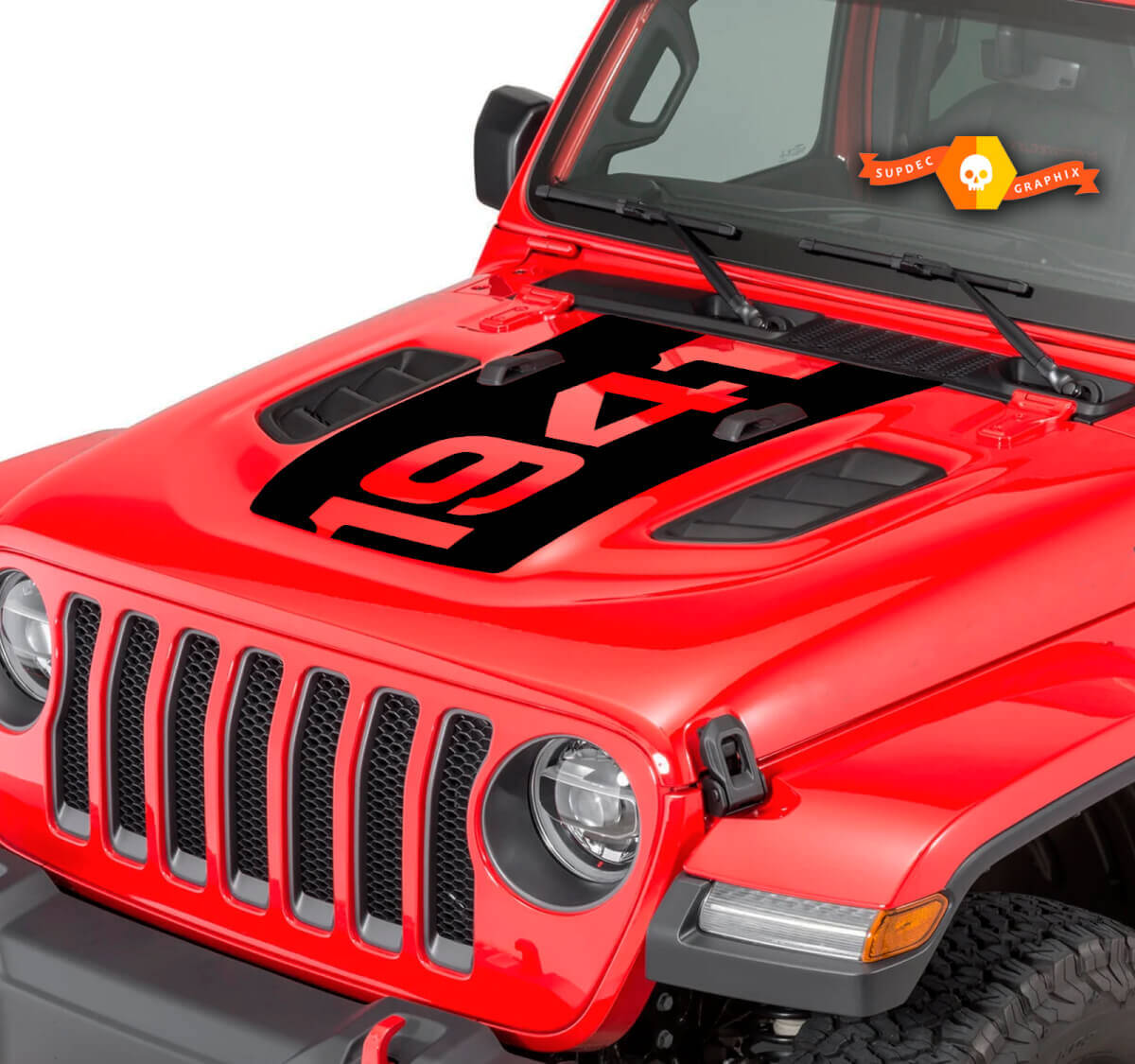 1941 Blackout motorkap vinylsticker voor Jeep Wrangler JL/JT Rubicon