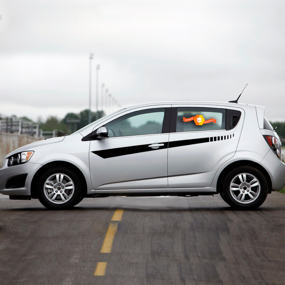 2012 2013 2014 2015 2016 2017 Chevy Sonic zijdeur Strobe strepen Stickers stickers Hatchback
