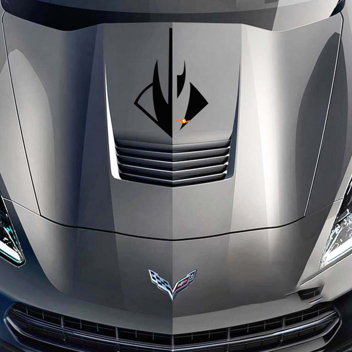 Stingray-stijl motorkaplogo vinylsticker voor Chevy Corvette C7 2014-2017