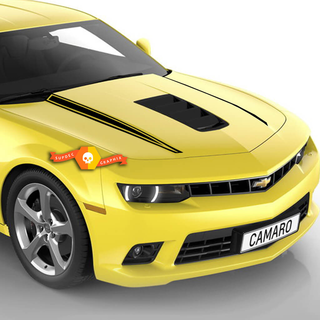2014 2015 Chevy Camaro Hood Cowl Side Spears Accent Strepen Stickers Decals Blackout
