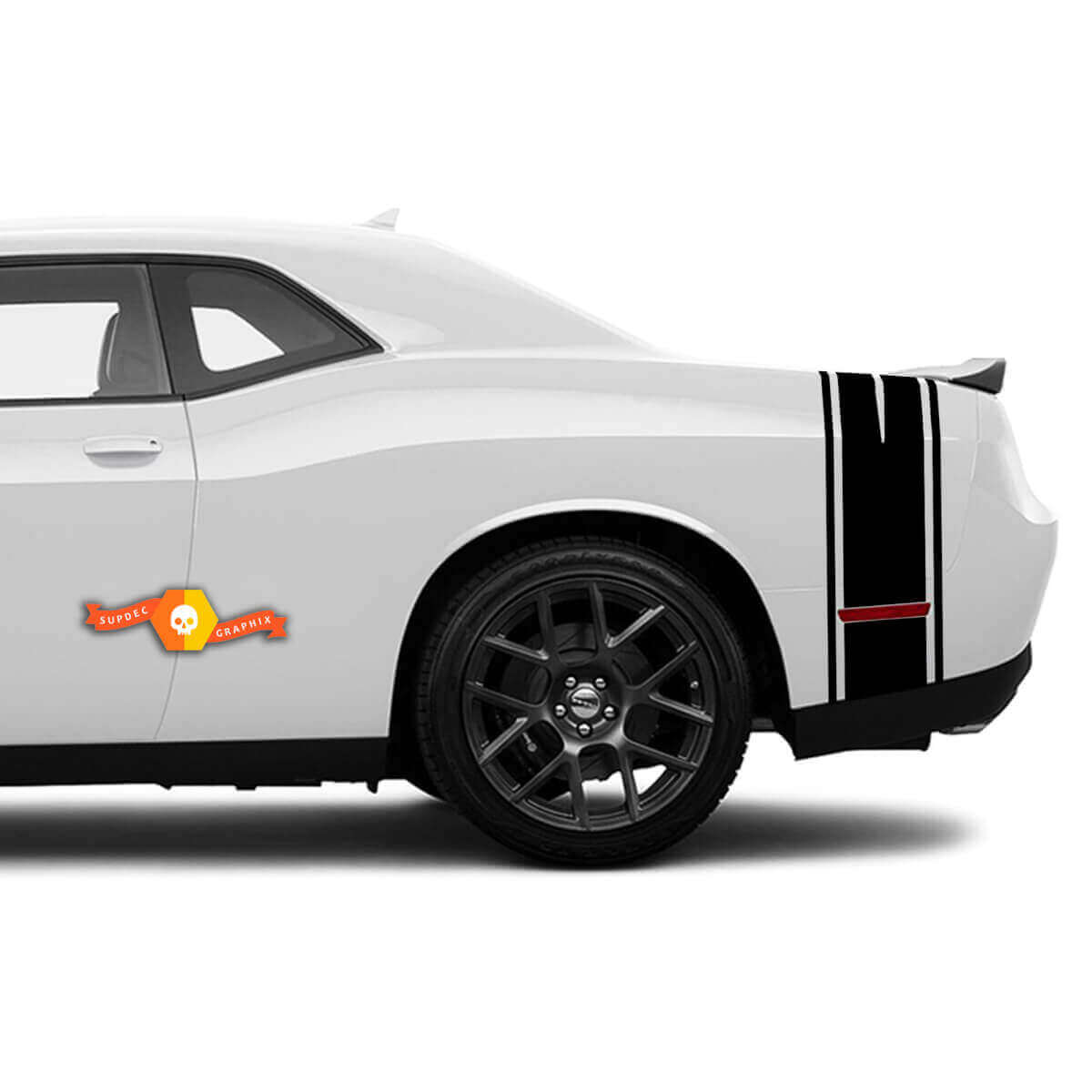 Verticale rallystripestickers voor de achterzijpanelen van Dodge Challenger 2008-2021