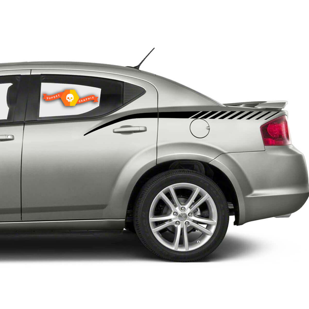 Strobe Strepen Achterzijpaneel Vinyl Stickerset voor Dodge Avenger 2008-2014