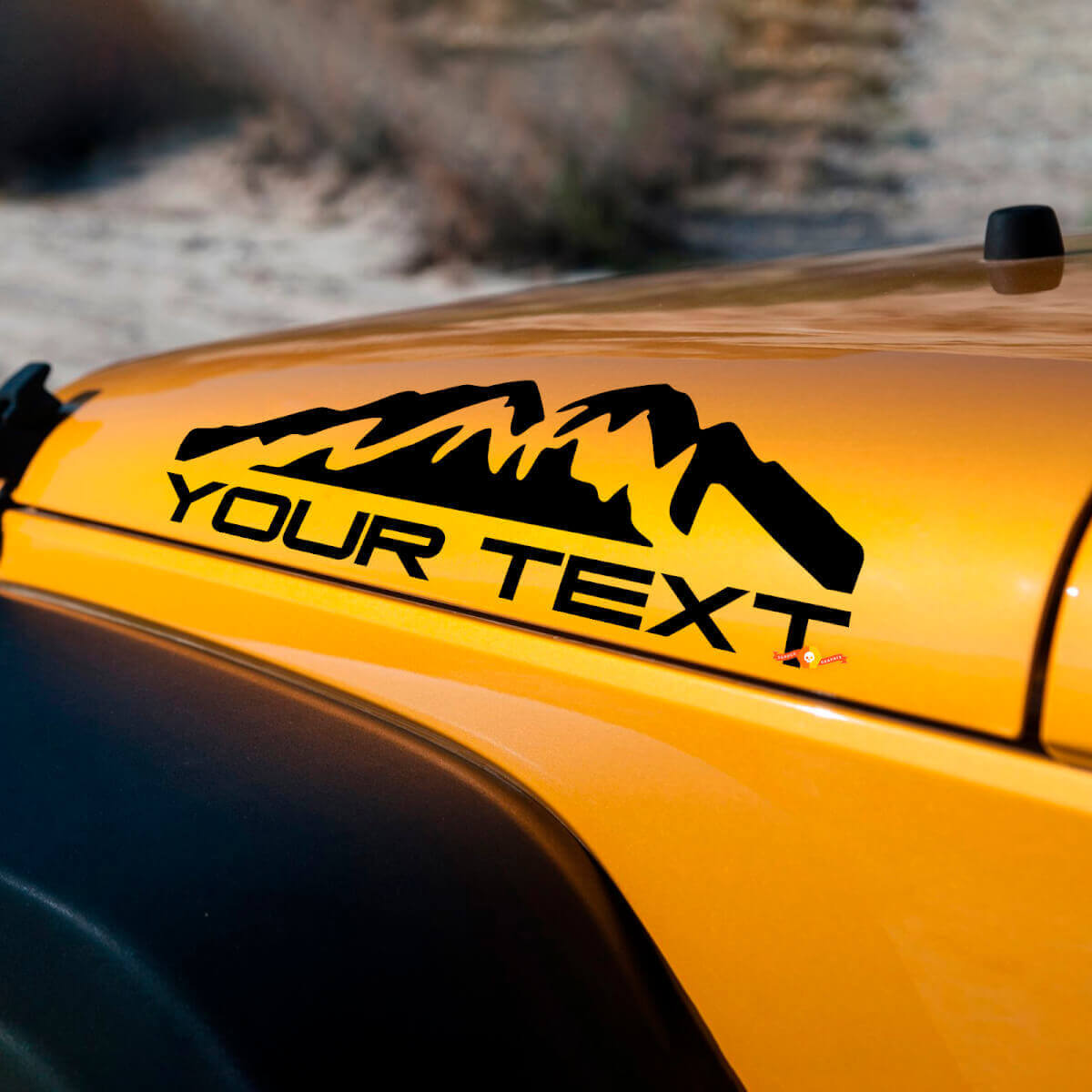 Op maat gemaakte belettering bergen motorkap vinyl sticker set voor Jeep Wrangler