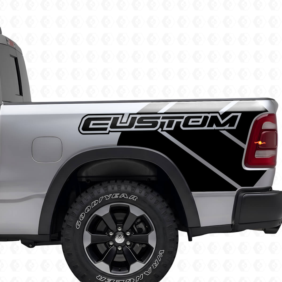 Dodge Ram Rebel Grunge Logo Truck bed Vinyl Sticker sticker afbeelding
