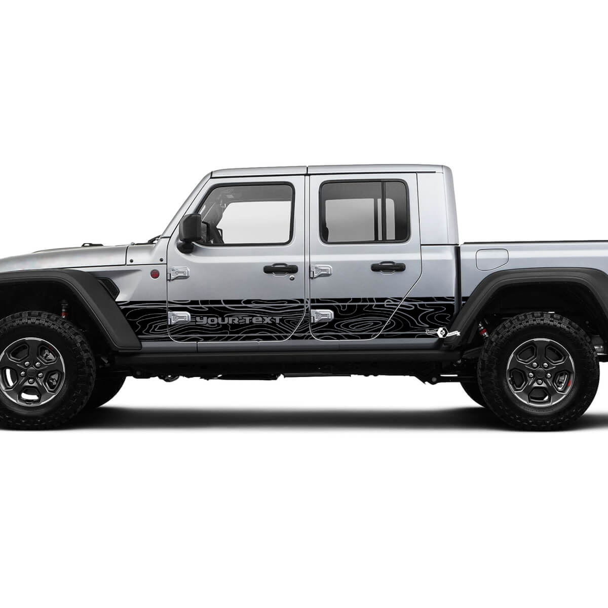Jeep Gladiator Side Side Door unieke Decal Contour Map Vinyl sticker sticker Grafische kit voor JT 2018-2021 Aangepaste tekst
