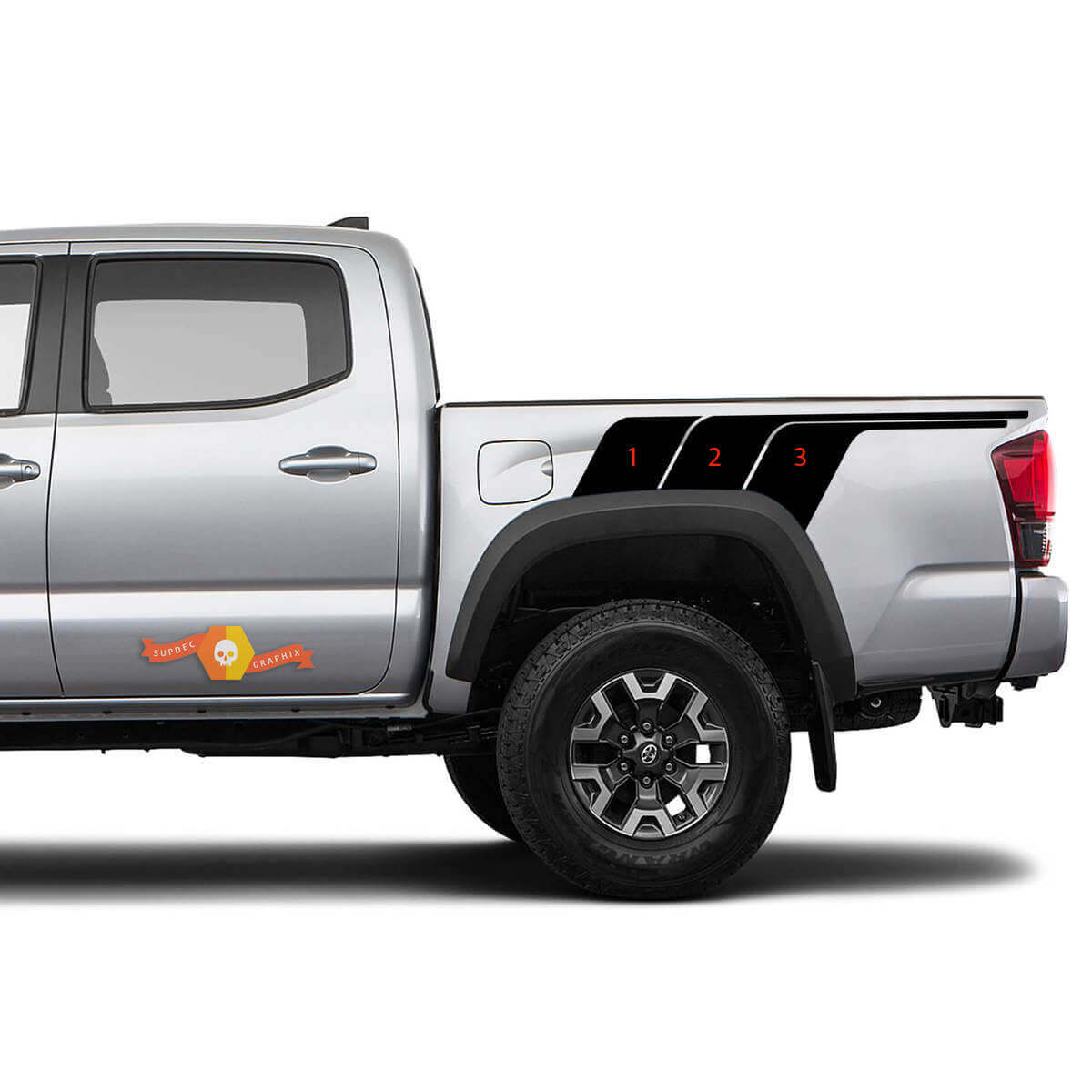 Vintage TRD-stijl achterzijstrepen vinyl decal kit voor Toyota Tacoma
