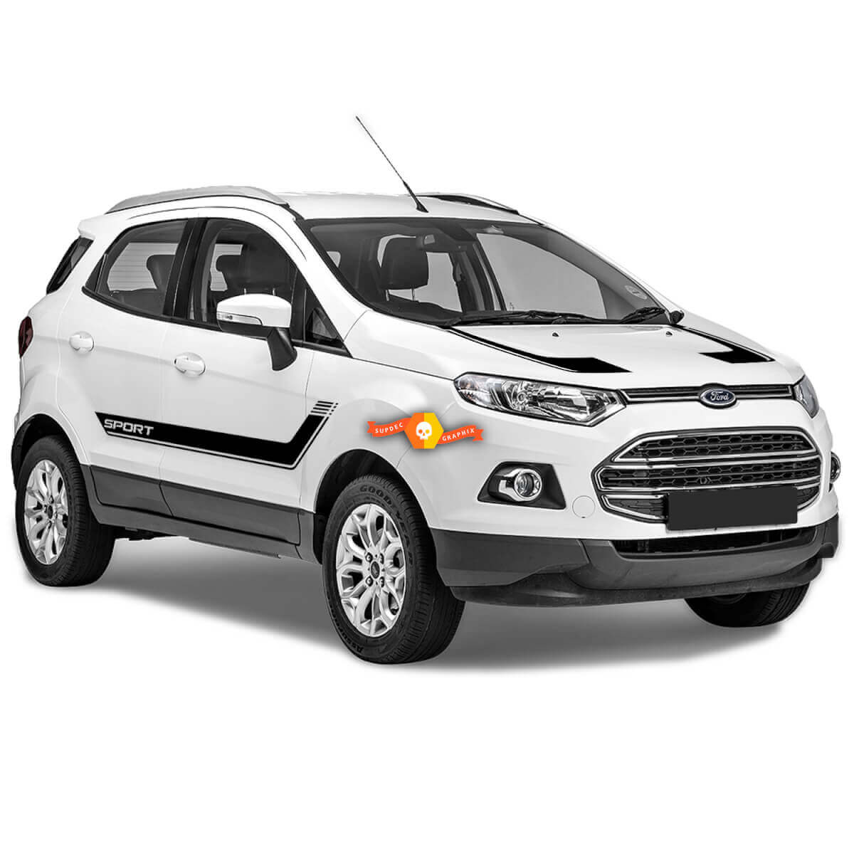Vinylsticker Kit met Gebogen Zij- en Motorkapstrepen voor Musclecar EcoSport 2013-2020