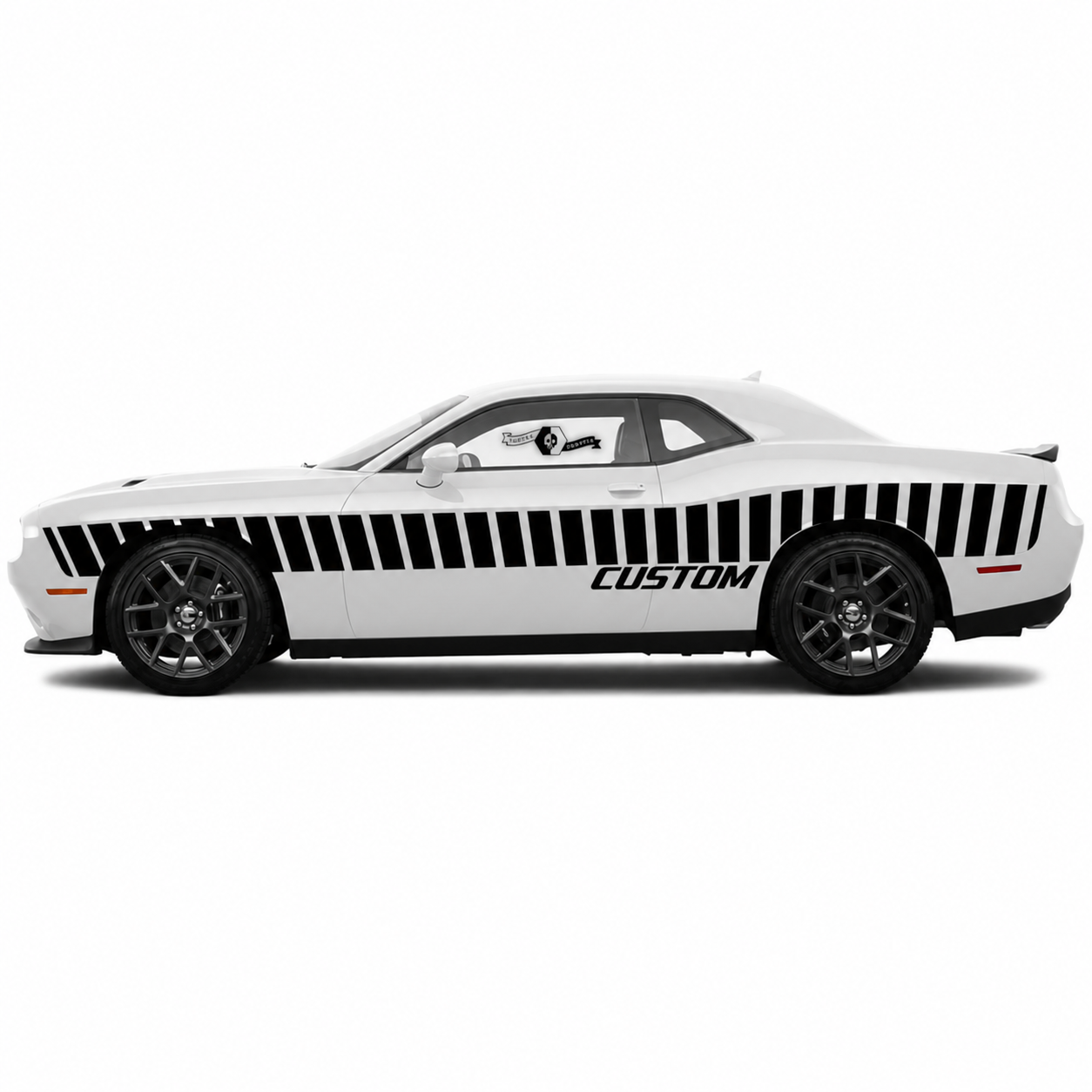 CUSTOM Sloped Racing Stripes — Vinylsticker (deur) voor Dodge Challenger Hellcat