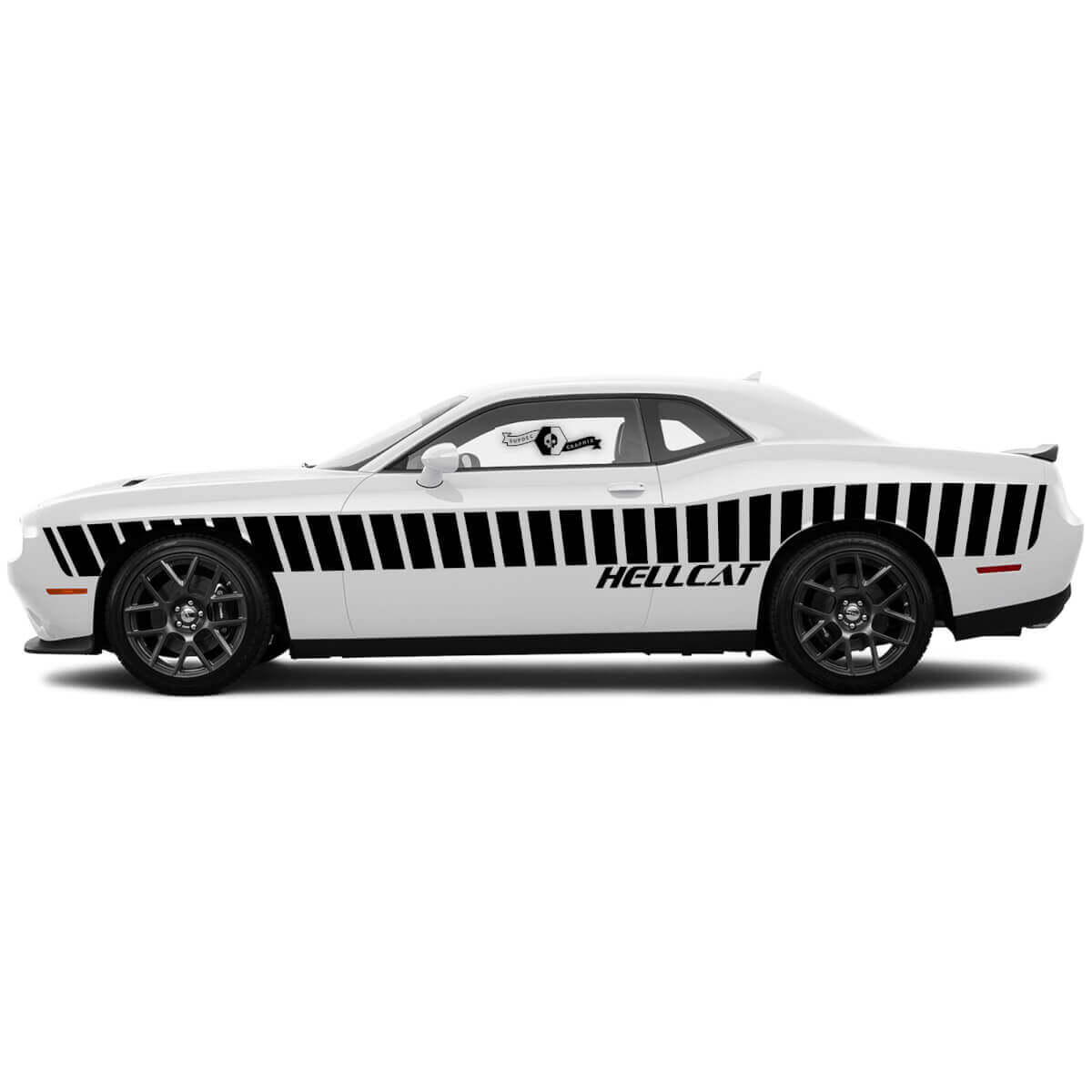 Paar schuine zijdeur Racing Stripes-stickers voor Dodge Challenger Hellcat Vinyl Decals-stickers
