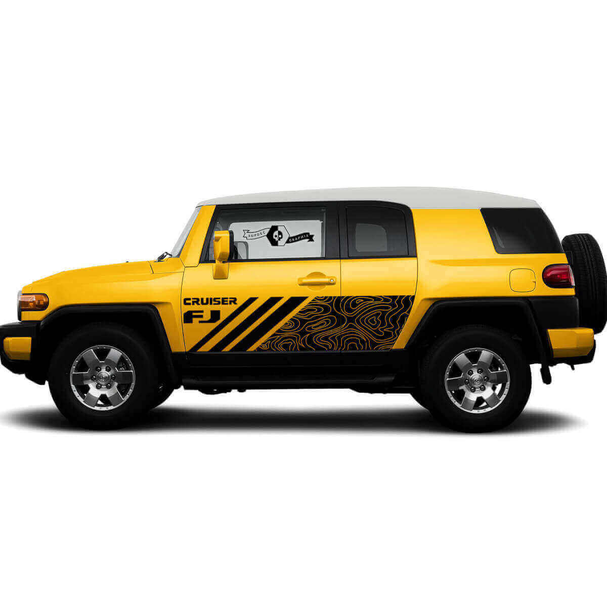 Topografische Kaartstijl Zijdeur Vinyl Decal Sticker voor Toyota FJ Cruiser