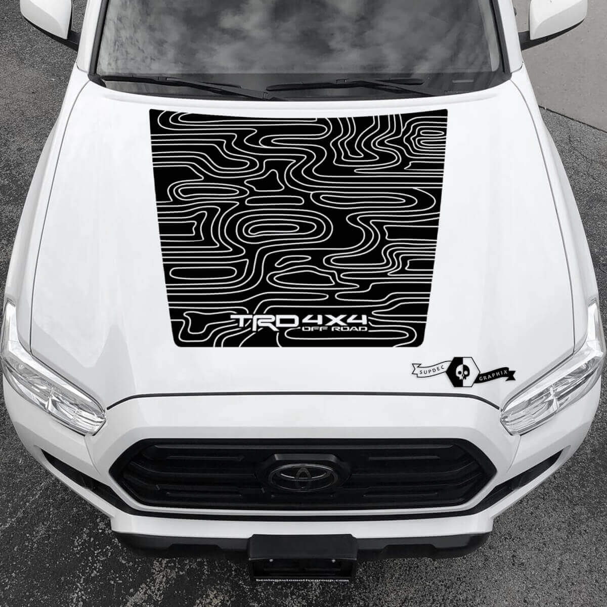 TRD Blackout Topografische Stijl Motorkap Vinyl Sticker voor Toyota Tacoma 2016-2021
