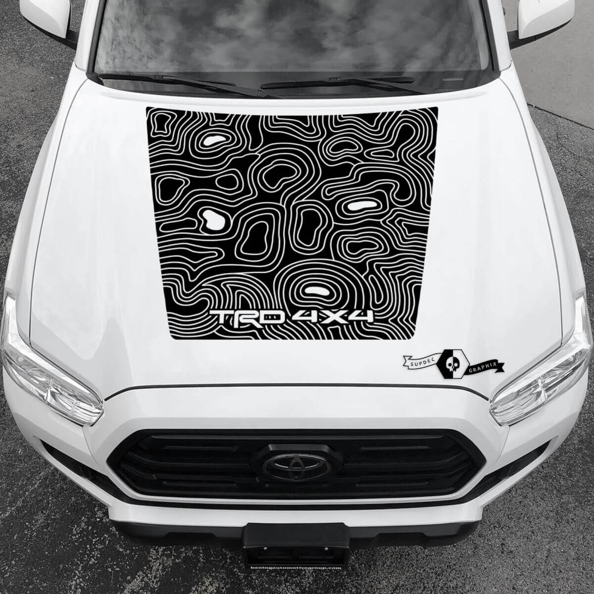 TRD 4x4 Tacoma-kap NEE! Scoop Blackout Topografische Kaart kap Toyota Vinyl Stickers Sticker geschikt voor Tacoma 16-21
