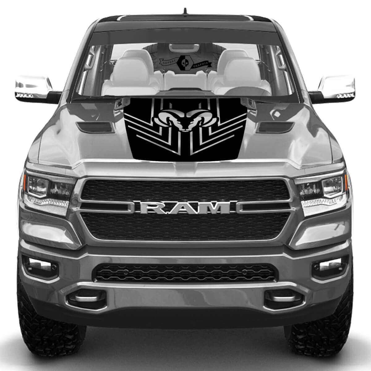 Rebel Arrow Line Motorkap Vinyl Decal voor Dodge Ram Truck