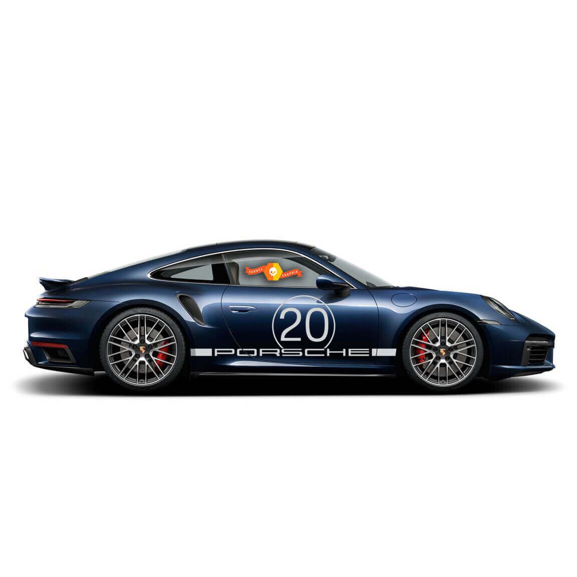 Racezijstrepen met deurcijfer vinylstickers voor Porsche 911