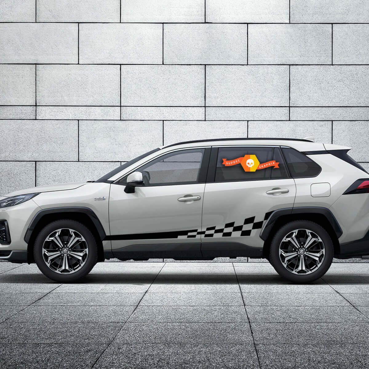 Ruitenwissers Vlag Stijl Strepen Zijvinyl Sticker voor Toyota RAV4 2019-2025