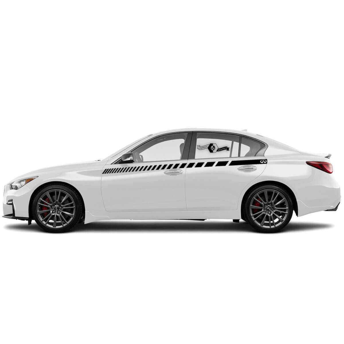 Ruitvormige zijstrepen vinyl decal kit voor Infiniti Q50 Q60