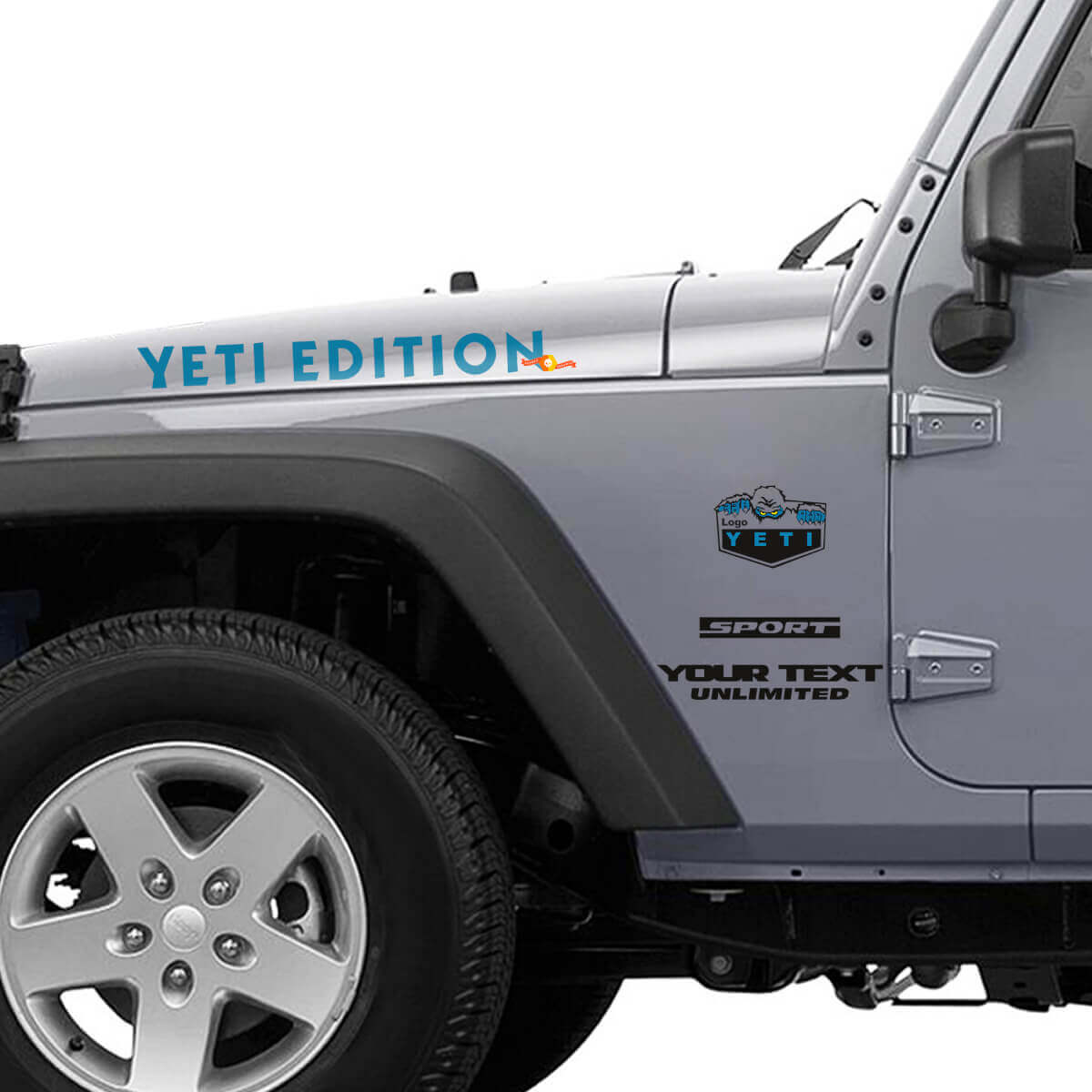 Yeti Edition motorkap- en zijvinylstickerkit voor Jeep Wrangler