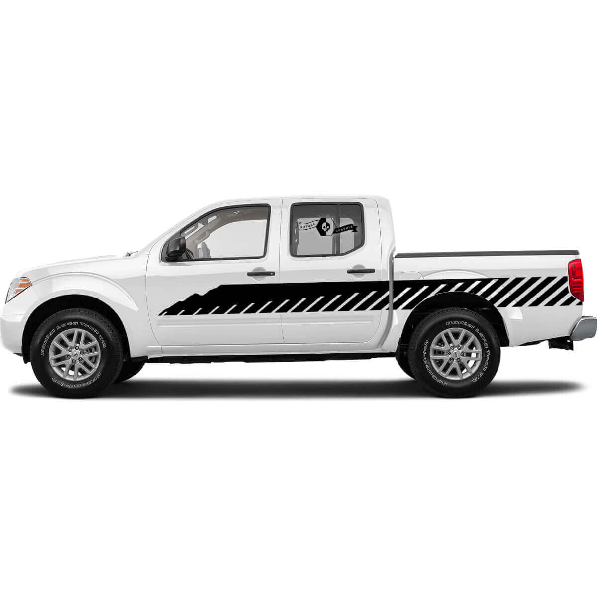 Brede Geblokte Strip Zijvinyl Decal Kit Voor Nissan Titan