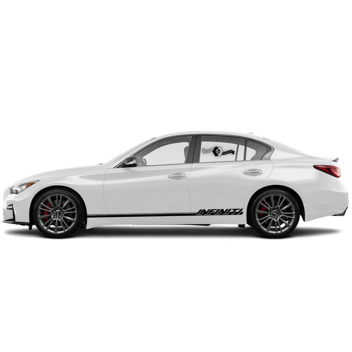 2 Nieuwe Decal Rocker Panel Sticker Moderne Smalle Zijdeur Onderste Streep voor INFINITI Q50
