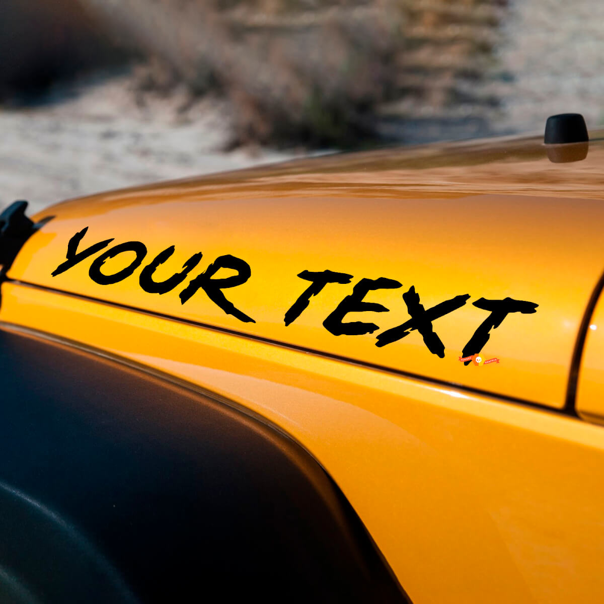 Vinylstickers in verweerde stijl voor motorkap van Jeep Wrangler YK JK XJ
