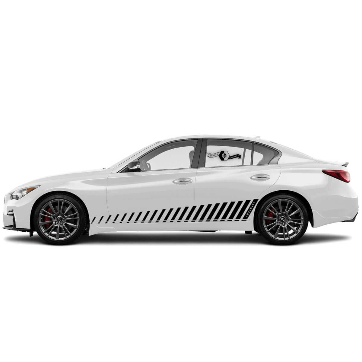 2 Nieuwe Decal Rocker Panel Sticker verticale stroboscoopstrepen voor INFINITI Q50 Q60

