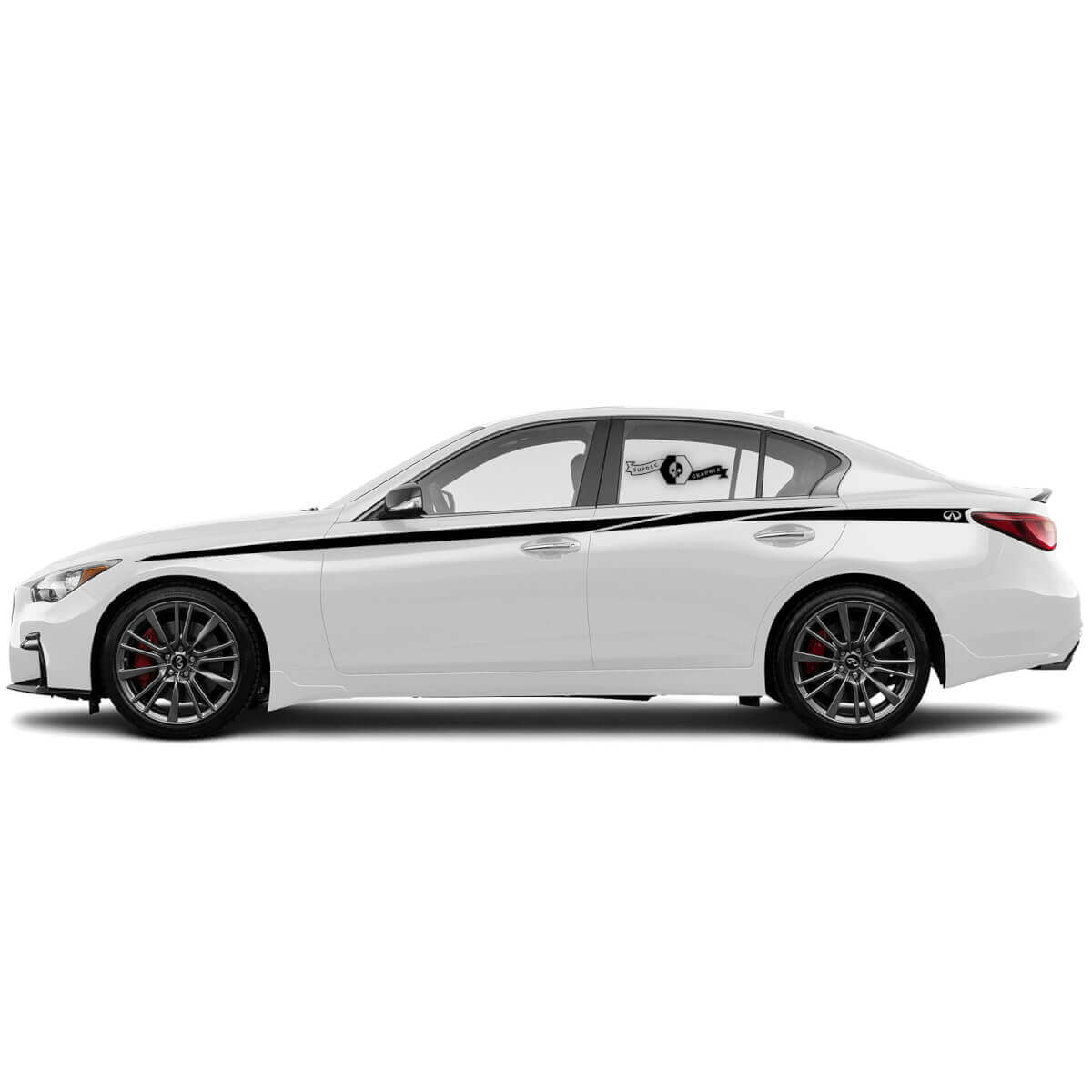 Gespoten Zijvinylsticker Kit met Merkenstrepen voor Infiniti Q50 Q60