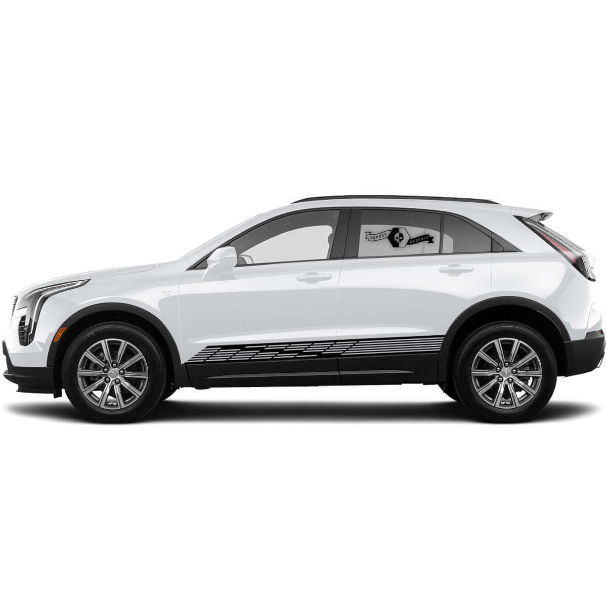 2 Nieuwe Decal Rocker Panel Sticker Strepen met Putjespatroon voor Cadillac XT4
