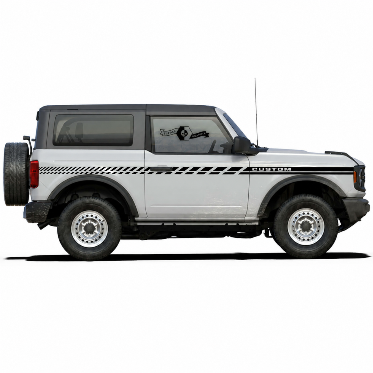 CUSTOM Progressieve Hatch Stripe Paar 2 Deurs Zijvinyl Sticker voor Ford Bronco