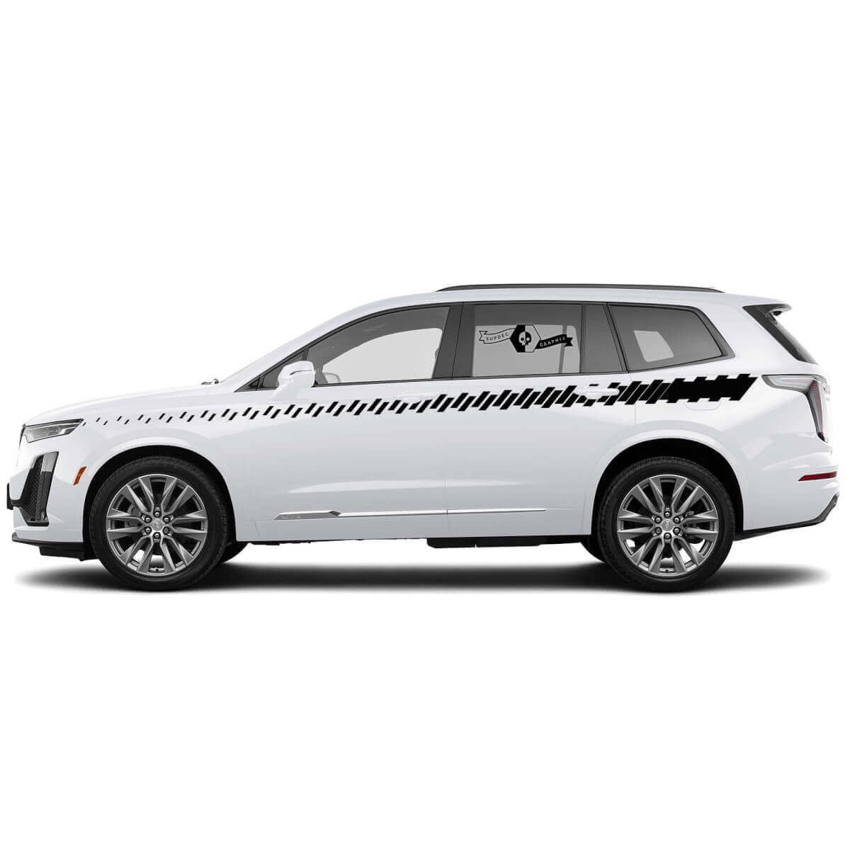 2 Nieuwe Decal Deur Omhoog Klassieke Pockmarked Sticker Lijnen Streep breed voor Cadillac XT6
