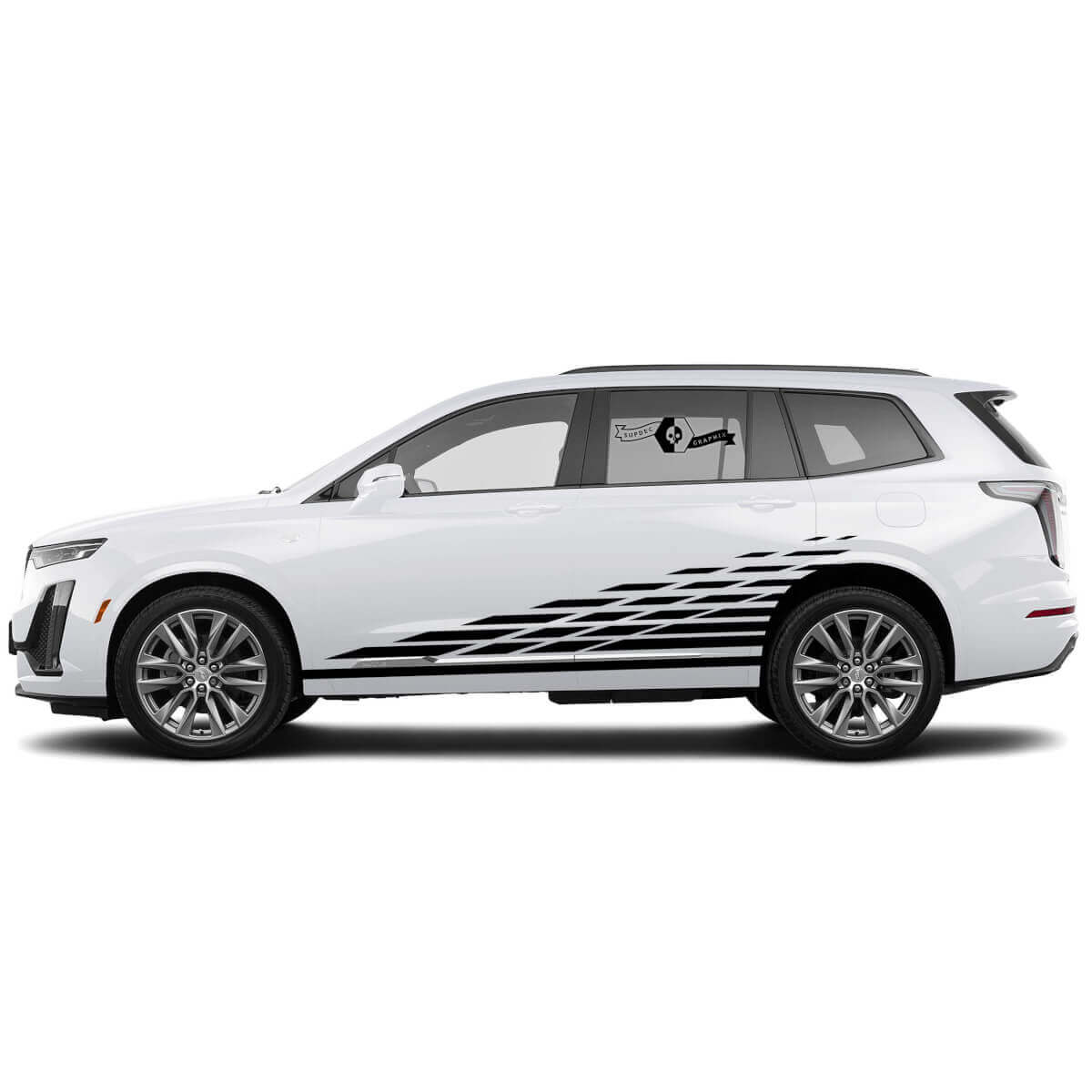 2 Nieuwe Decal Sticker Stijlvolle Rocker Panel Deuren Geruite Vlag Wrap vinyl Decal voor Cadillac XT6
