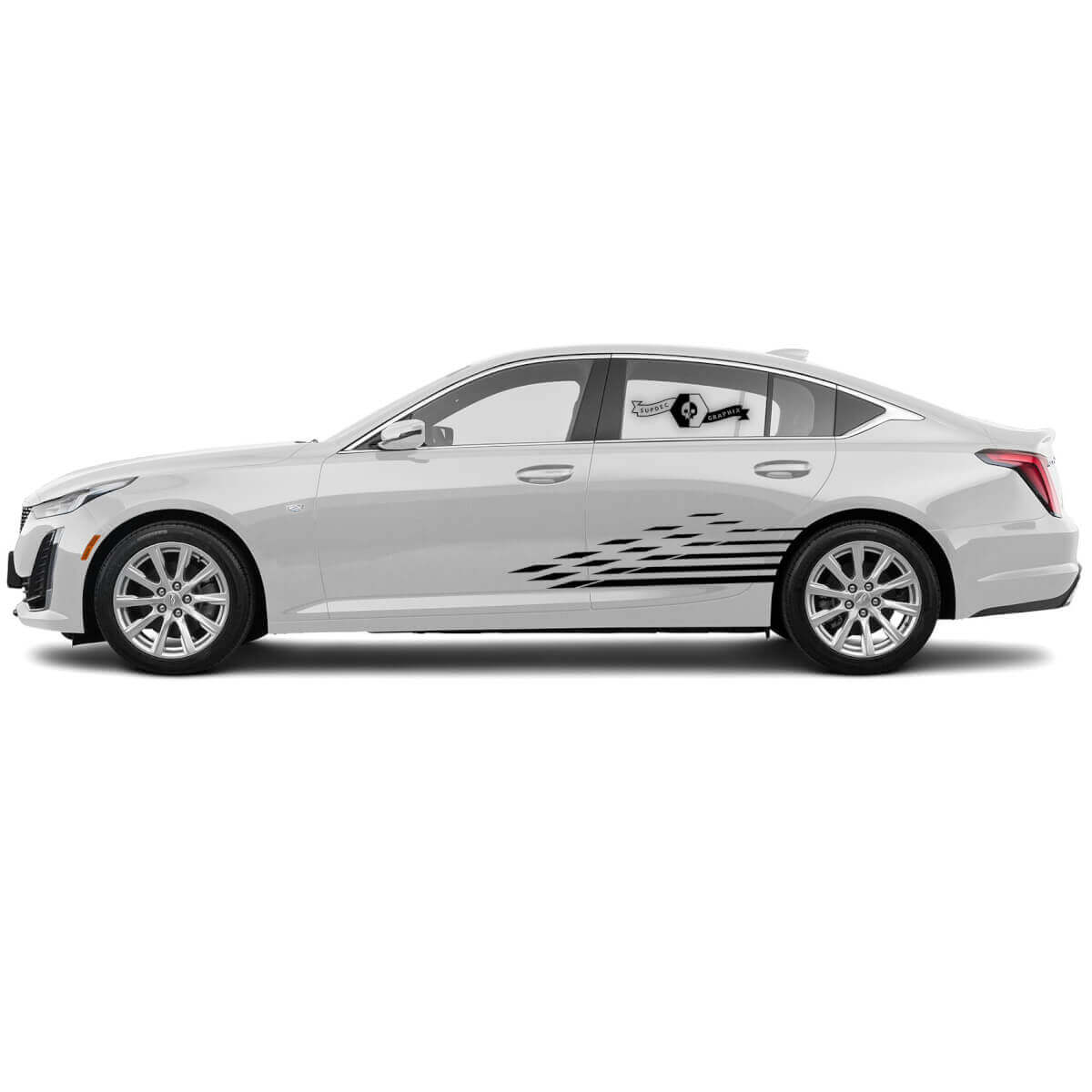 2 Nieuwe Decal Sticker Stijlvolle Rocker zijdeur Geruite Vlag Wrap Decal voor Cadillac CT5
