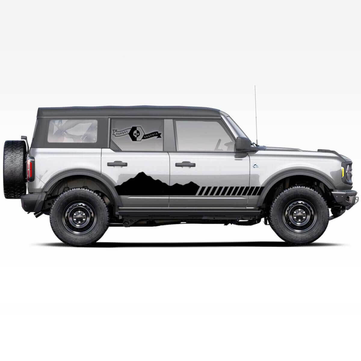Mountains 4-Deurs Zijstrips Stickers Set voor Ford Bronco