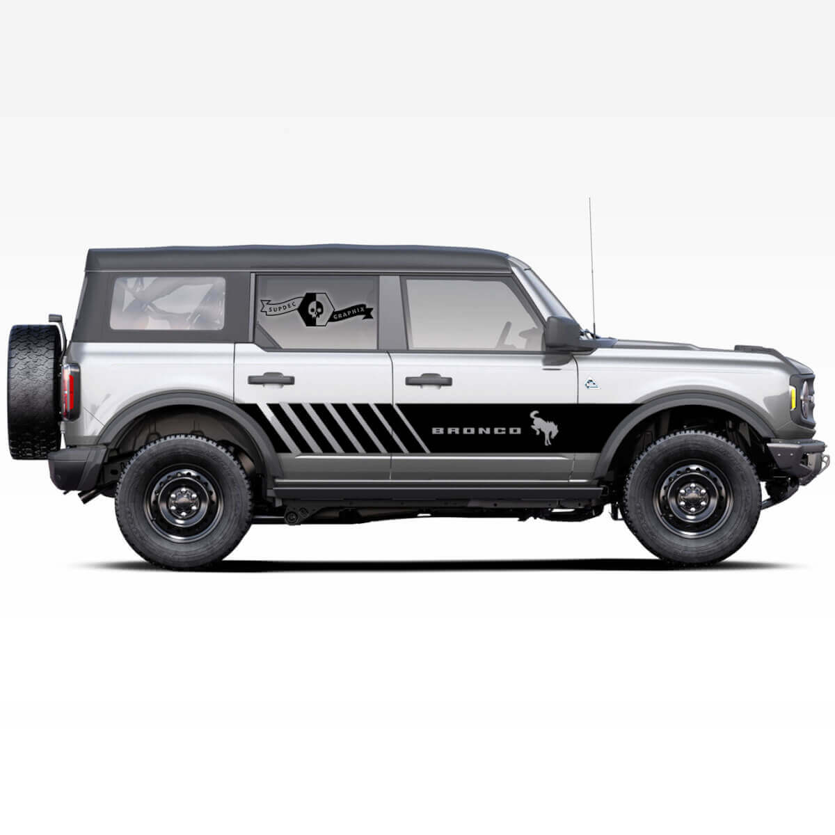 Paar Bronco paardenhengst Logo Badlands 4-deurs Wrap Deuren Zijkant Dikke Streep Decals Stickers voor Ford Bronco 2021
