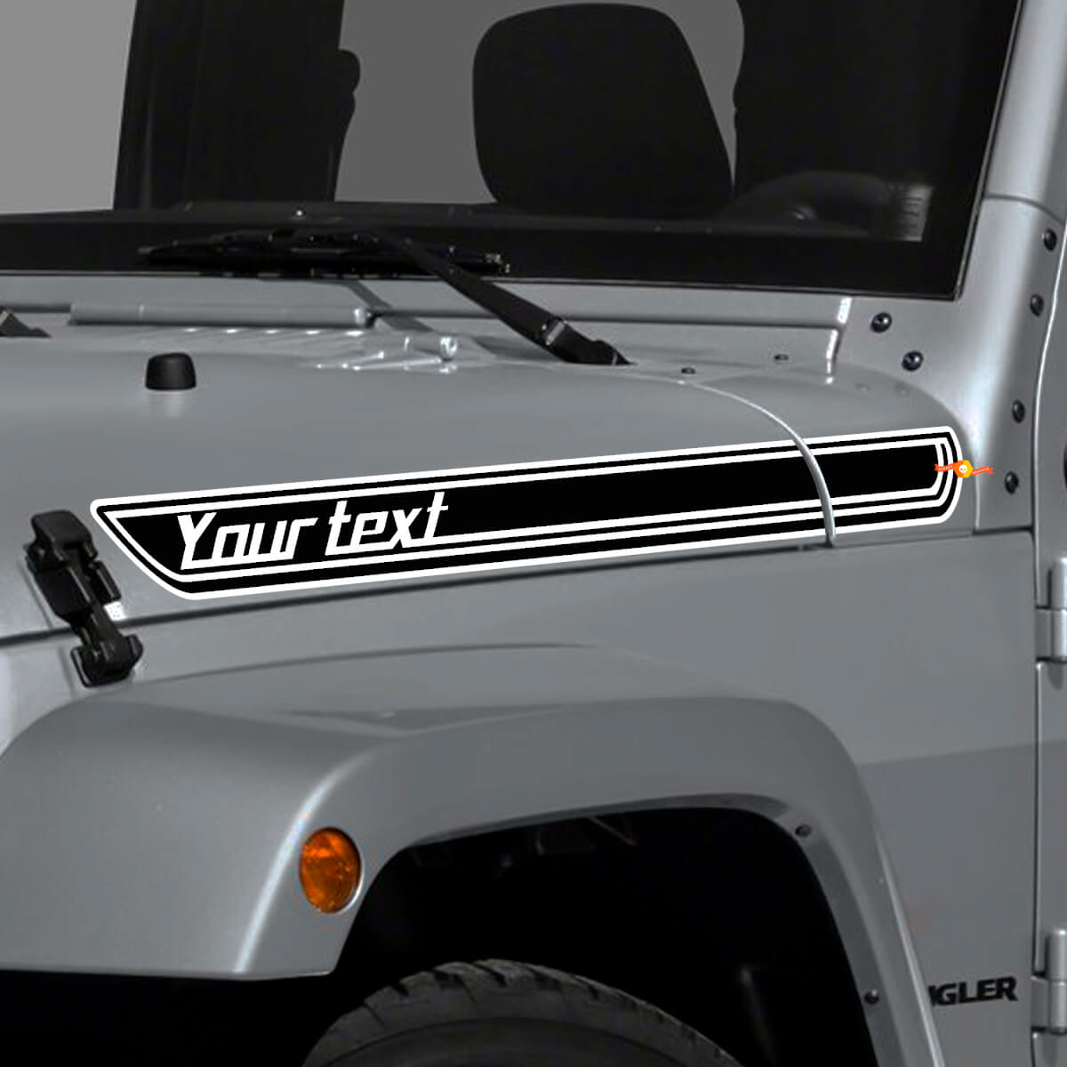 Aangepaste omlijnde motorkapstrepen vinylsticker voor Jeep Wrangler en CJ