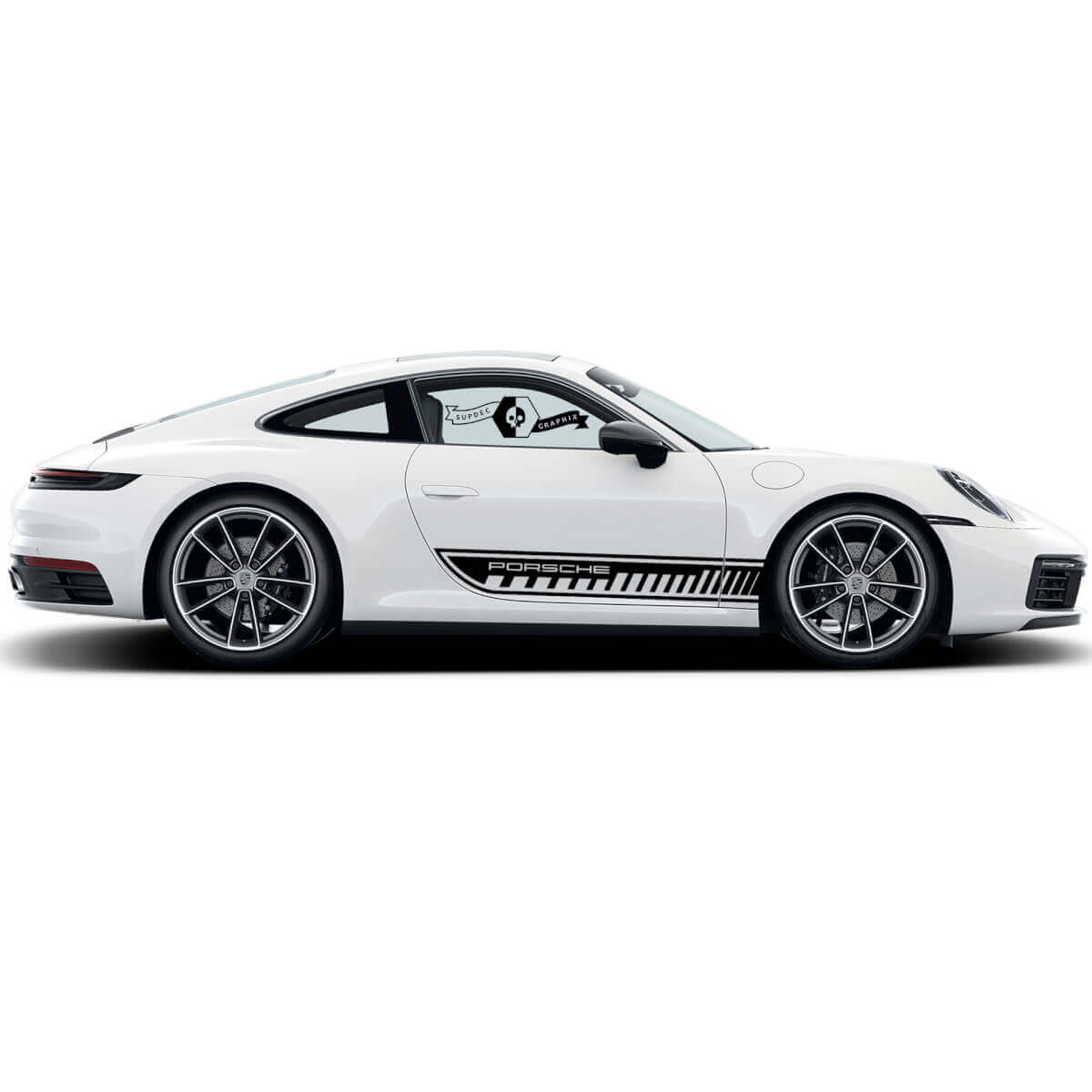 Porsche Lettering Outline Strepen Zijvinyl Decal Sticker voor Porsche 911