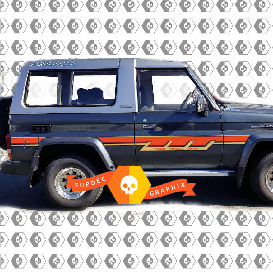 Retro zijstrepen vinyl decal set voor Toyota Land Cruiser BJ73R 70-serie