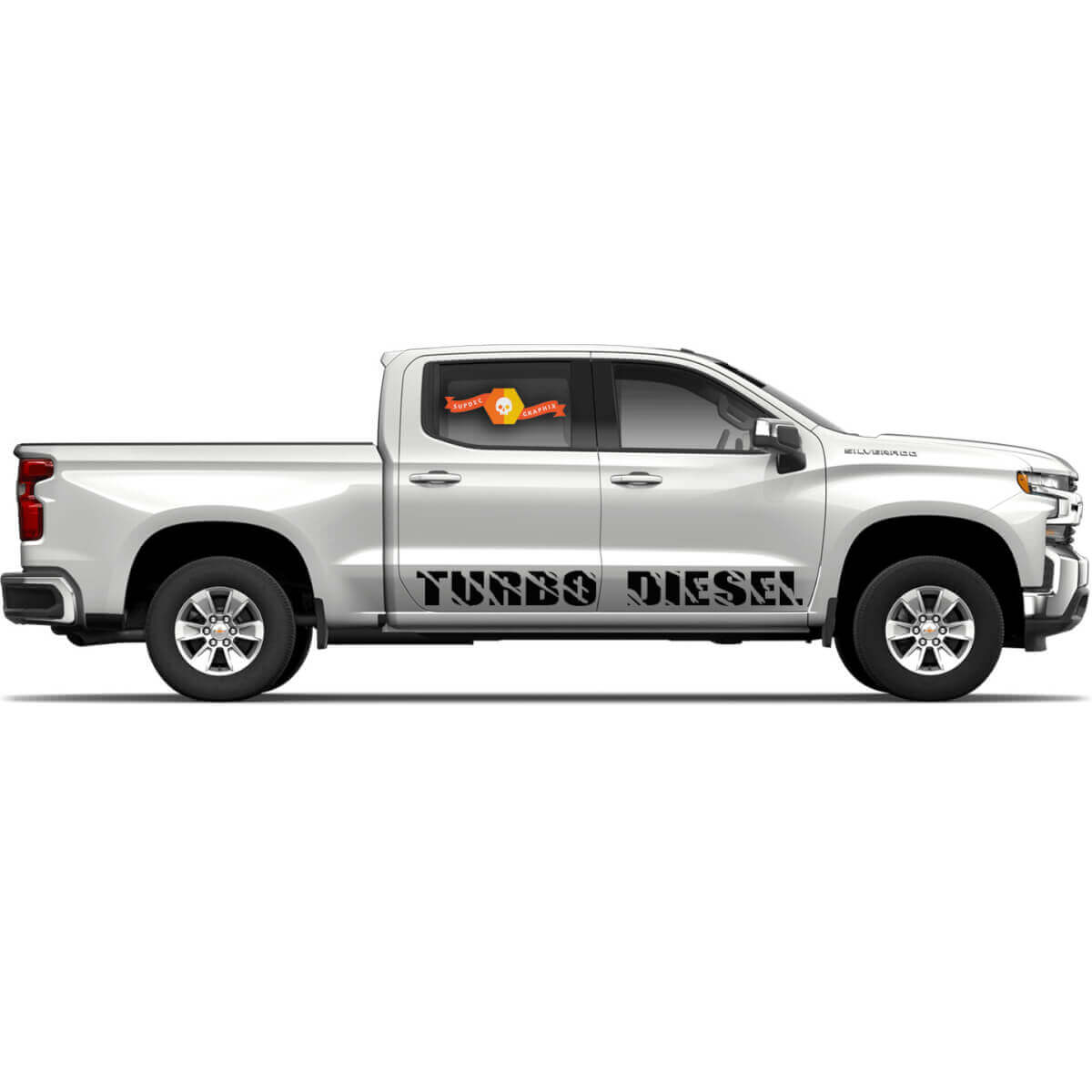 Turbo Diesel dorpel vinyl decal kit voor Chevrolet Silverado