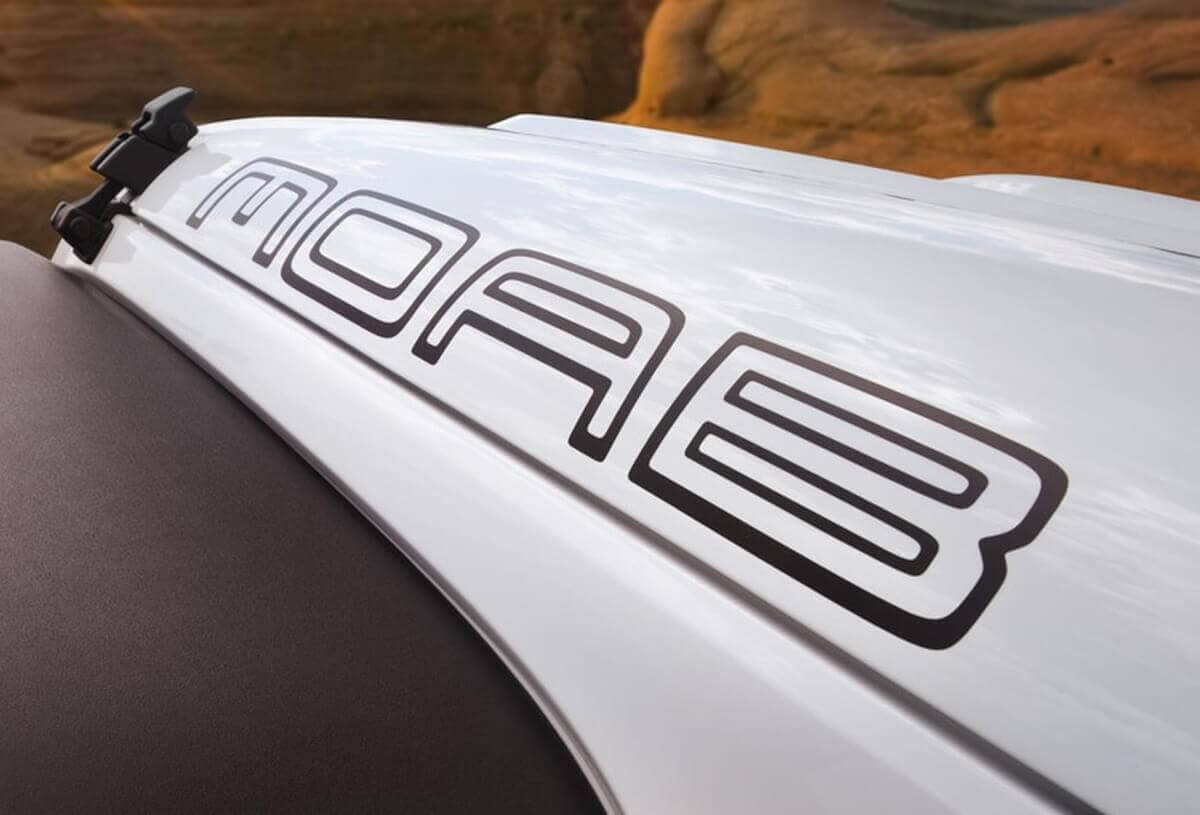 Moab Outline Lettering Motorkap Vinyl Decal Set voor Jeep Wrangler Moab Edition