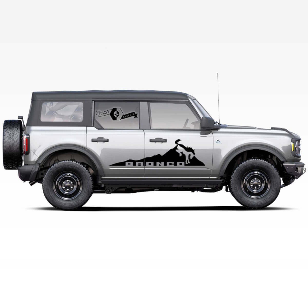 Paar Bronco paarden hengst Bergen Logo zijdeurstickers voor Ford Bronco 2021
