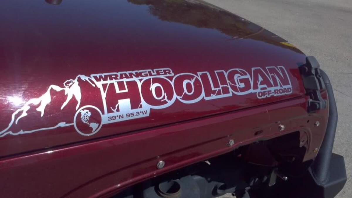 2 Jeep Hooligan Rubicon Mountain JK Hood Sticker Sticker