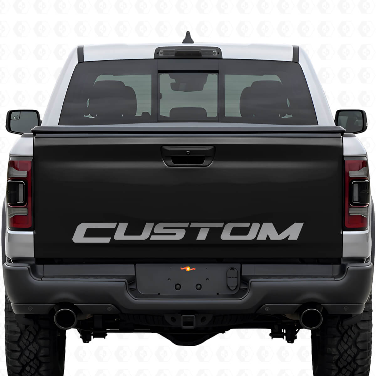 Aangepaste belettering zwarte tailgate vinylsticker voor Dodge Ram Rebel