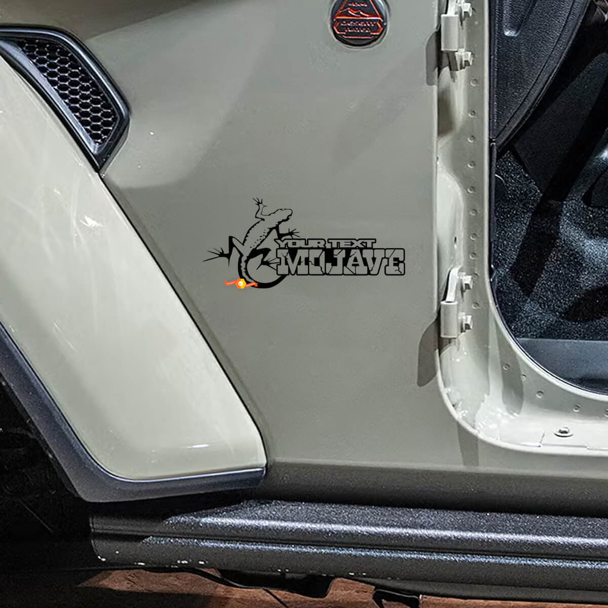 Aangepaste tekst Mojave Gecko zij vinyl decal set voor Jeep Wrangler Rubicon